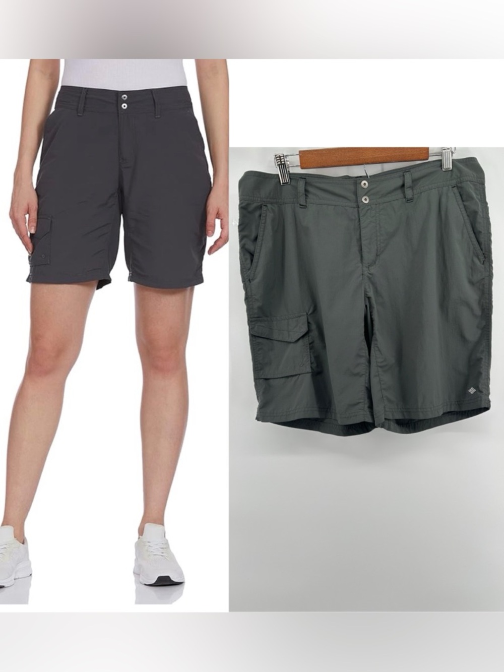 Columbia Sportswear Hiking Sun Protection Women's Dark Gray Cargo Shorts Sz 12